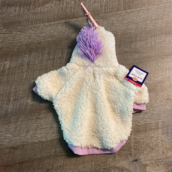Top Paw Other - Top Paw Dog Apparel Unicorn White Purple Fleece Rose Gold Horn Hooded Costume XS